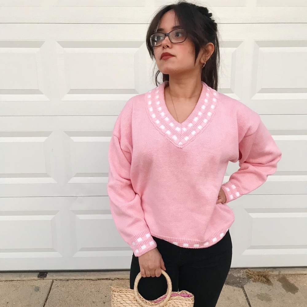 🌸Rosy Pink Cotton Knit Sweater